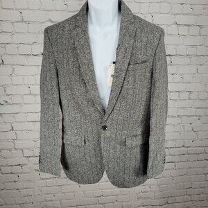 NWT Reverb Grey Striped 1 Button Vented Notch Blazer Sport Coat Size Large L